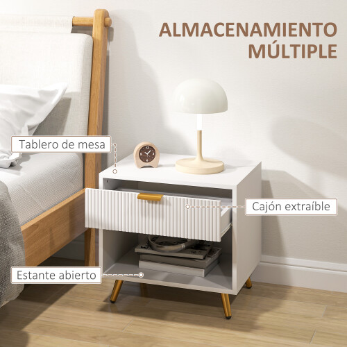 Homcom Mesita de Noche Blanco 50 x 40 x 47 cm 2