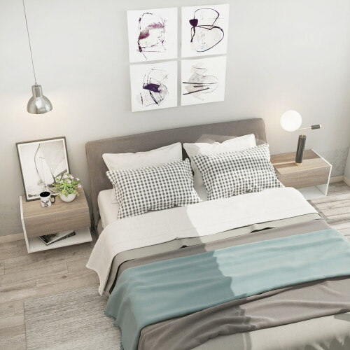 Homcom Set 2 Mesitas Noche Bicolor 46 x 30 x 30 cm 1