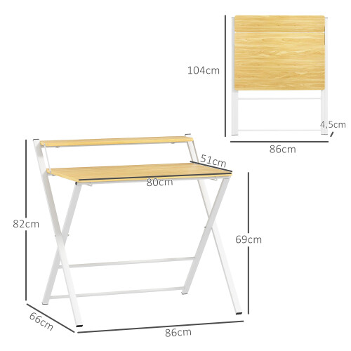 Homcom Escritorio Plegable Marrón 86 x 66 x 82 cm 2