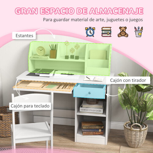 ZONEKIZ Escritorio Infantil Blanco 90 x 45 x 90 cm 2