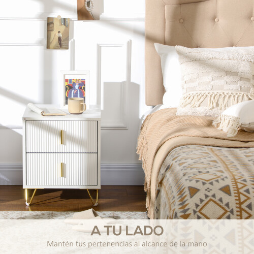 Homcom Mesilla de Noche Blanco 40 x 40 x 47 cm 2