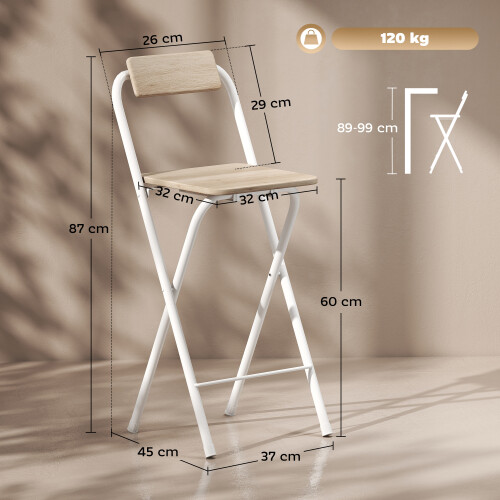 Homcom Taburetes de Bar Marrón 37 x 45 x 87 cm 2