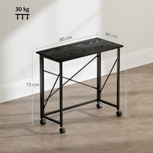 Homcom Escritorio Plegable Negro 80 x 40 x 75 cm 2