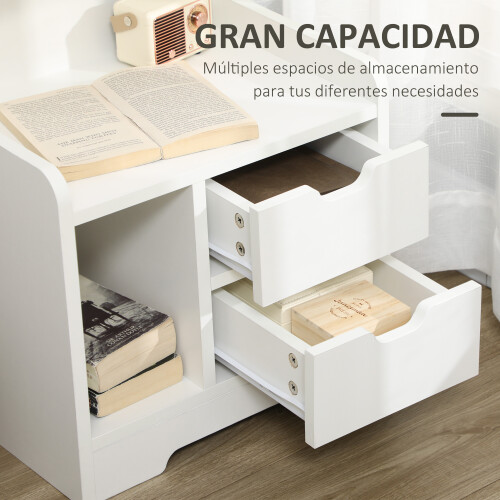 Homcom Mesita de Noche Blanco 40 x 30 x 60 cm 2