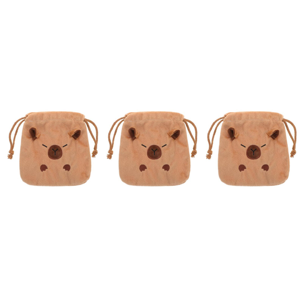 Totority 3Pcs Portable Plush Animal Cosmetic Bag Drawstring Makeup Organizer