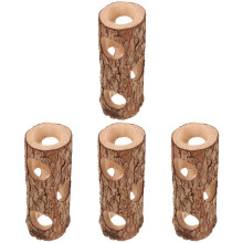 4Pcs Wooden Pet Tunnel Hideout Light Brown for Guinea Pigs