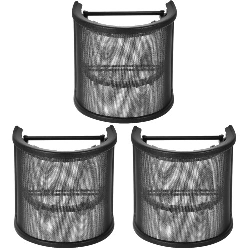 3Pcs Black Handheld Mic Pop Filter Silicone Steel Mesh Windscreen