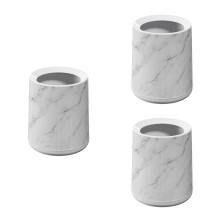 3Pcs White Compact Bathroom Trash Can with Marble Pattern Design