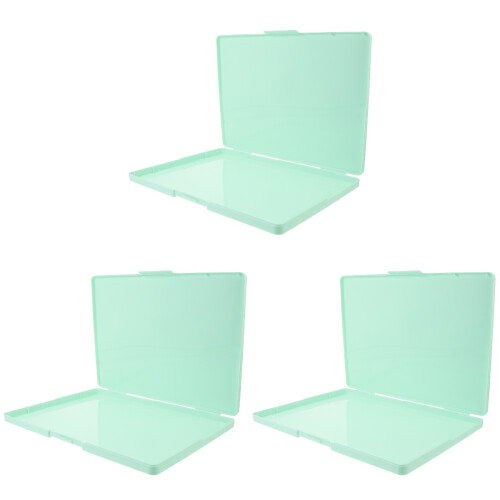 3Pcs Green Plastic Business Card Holder Storage Organizer
