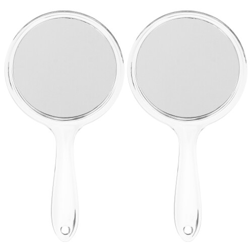 4Pcs White Travel Makeup Mirrors Double Sided Handheld Cosmetic Mirror