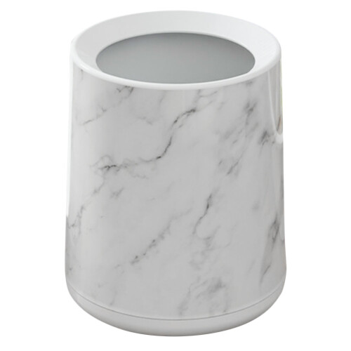 3Pcs White Compact Bathroom Trash Can with Marble Pattern Design 1