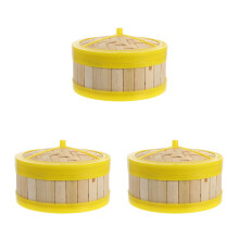 3Pcs Portable Plastic Bamboo Food Steamer Model for Party Decor