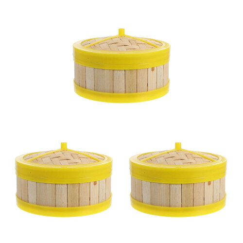 3Stk Leichtes Mini Dampfgarer Modell Deko Bambus Kunststoff