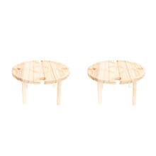 2Pcs Outdoor Portable Wooden Wine Table Khaki Picnic Storage Holder