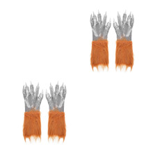 2Paren Engharige Wolf Poot Handschoenen Met Bloedige Klauwen Halloween