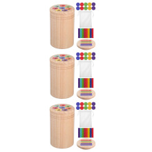 3Sets Durable Wooden Color Sorting Cups and Sticks Educational Toy