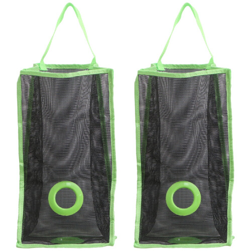 2Pcs Hanging Trash Bags Organizer Mesh Storage Dispenser