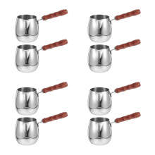 8Pcs Stainless Steel Coffee Pot with Ergonomic Wooden Handle