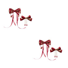 4Pcs Beautiful Hair Clips Red Bowknot Design Assorted Color Hair Pins