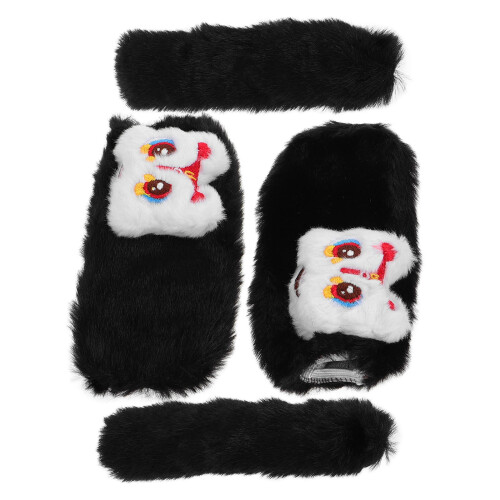 2Paare Schwarze Stoff Lenkerhandschuhe Winter Handwärmer 2