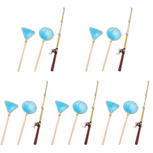 5Sets Ornamental Mini Fishing Pole Model for Desktop Mini House Decor