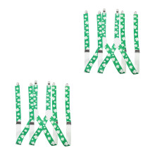 4Pcs Adjustable Elastic Suspenders in Light Green Clip on for Trousers