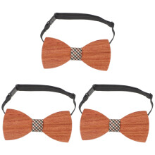 3Pcs Men’s Wooden Bow Ties Wedding Party Business Casual Wood Neckwear