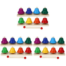 6Sets Kids Percussion Hand Bells Wooden Base Copper Jingle