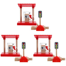 3Sets Gas Station Assembly Toy with Rotating Lift Block for Kids DIY
