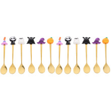 12Pcs Golden Halloween Spoons Stainless Steel Dessert and Cake Spoons