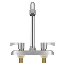 2Pcs Silver Metal Kitchen Sink Faucet Hot and Cold 3-Hole Utility