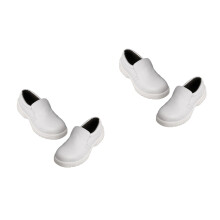 2Pairs White Breathable Safety Shoes Lightweight Microfiber Work Shoes