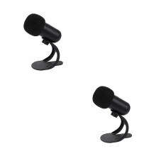 2Pcs USB Singing Microphone with Stand Mute Button for Pc Gaming Black