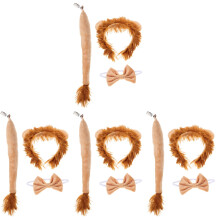 4Sets Durable Cloth Lion Headband Tail and Bow Tie Animal Cosplay Set
