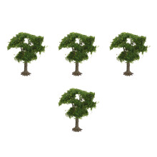 4Pcs Durable Plastic Mini Trees Green for Sand Table and Train Scenery