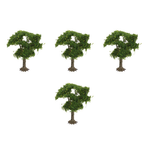 4Pcs Durable Plastic Mini Trees Green for Sand Table and Train Scenery