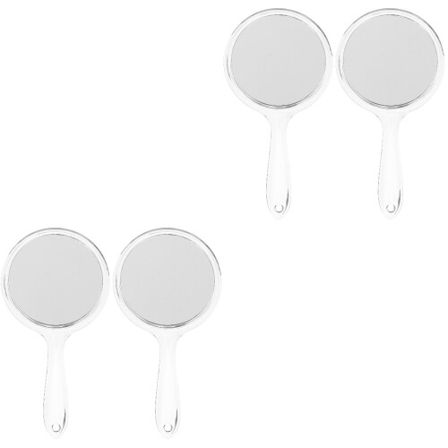 4Pcs White Travel Makeup Mirrors Double Sided Handheld Cosmetic Mirror 2
