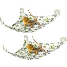 (As show, One size) 2 Pieces Lizard Reptiles Hammock with Soft Pillow And Suction Cup Hooks for Lizard Snake Reptile Swing Toys,2024 Ping