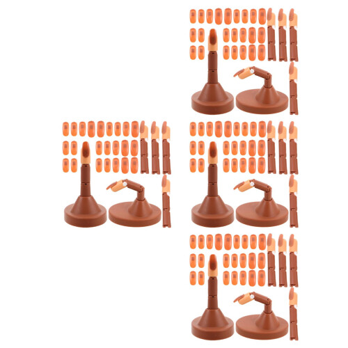 4Sets Adjustable Fake Finger Nail Practice Kit Realistic Brown Hand 2