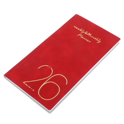4Pcs Slim Red Pocket Notepads PU Material Weekly Planner and Journal 1