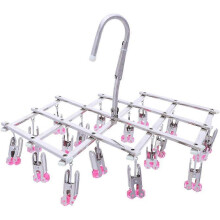(As show, One size) Stainless Steel Dryer, Foldable Dryer, Hanging Dryer, Windproof, 18 Clips for Underwear, Socks, (Red, 18 Clips),2024 Ping