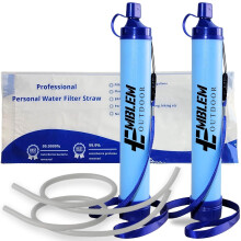 Portable Survival Water Filter Straw (2 Pack) – Emergency Filtration for Camping, Hiking, Disasters – Compatible with standard bottles