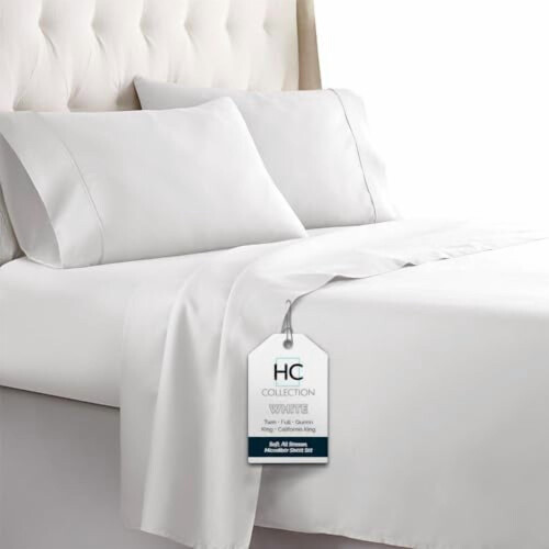 Platinum 1800 Thread Count Luxury Bed Sheet Set Queen White