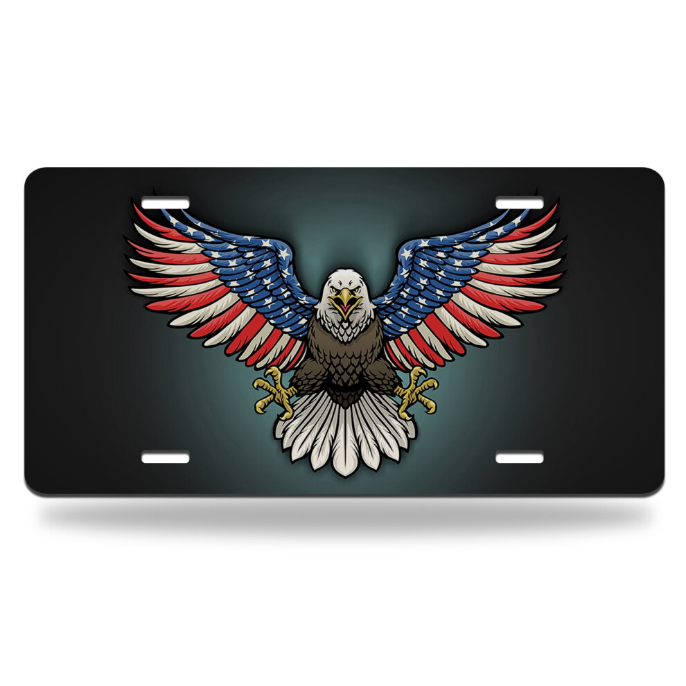 American Flag Eagle Flying Metal Car Plate Aluminum License Plate 9426043961855