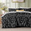 Black Floral Comforter Set 3-Piece Reversible Botanical 1