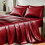 Burgundy Satin Full Sheet Set 6-Piece 1
