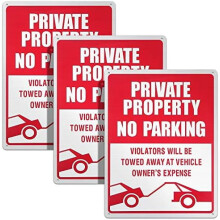 Set van 3 aluminium 'verboden te parkeren'-borden van 14x10 inch.