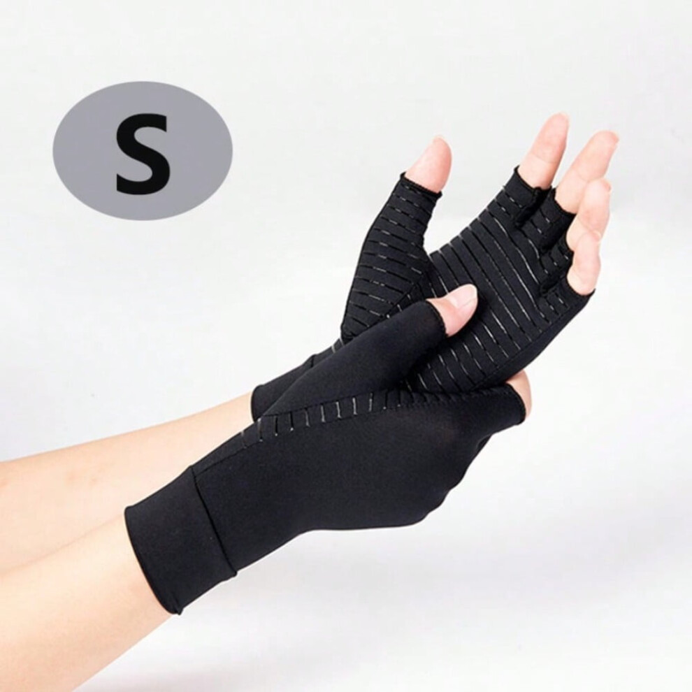 Black Half Finger Support Gloves, Breathable & Flexible For Cycling, Driving & Workouts