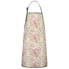 Floral Cotton Linen Apron with Pockets 33x27 Inch
