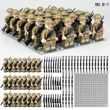 24pcs War II the British and German armies Desert Military Sodiers Weapons Minifigures Kids Toys Gifts